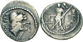 Römische Republik
Mn. Cordius Rufus 46 v. Chr Denar Dioskurenköpfe gestaffelt nach rechts, darüber jeweils Stern, RVFVS III VIR / Venus mit langem Ze...