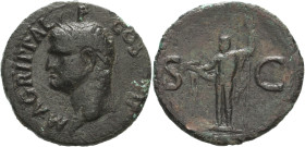 Kaiserzeit
Agrippa +12 v. Chr As 37/41, Rom Prägung unter Caligula. Kopf mit Rostralkrone nach links, M AGRIPPA L F COS III / Neptun steht mit Delphi...