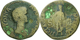 Kaiserzeit
Antonia Minor, Gattin des Drusus, *36 v. Chr.-37 n. Chr Dupondius 42, Rom Brustbild nach rechts, ANTONIA AVGVSTA / Claudius steht nach lin...