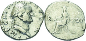 Kaiserzeit
Vespasian 69-79 Denar 70/72, Rom Kopf mit Lorbeerkranz nach rechts, IMP CAES VESP AVG P M / Vesta sitzt nach links, TRI POT RIC 37 C. 561 ...