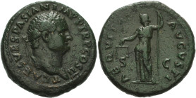 Kaiserzeit
Vespasian 69-79 As 71, Rom Kopf mit Lorbeerkranz nach rechts, IMP CAES VESPASIAN AVG COS III / Aequitas mit Waage und Zepter, AEQVITAS AVG...