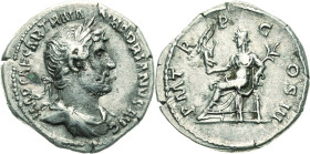 Kaiserzeit
Hadrian 117-138 Denar 119/122, Rom Brustbild mit Lorbeerkranz nach rechts, IMP CAESAR TRAIAN HADRIANVS AVG / Roma sitzt nach links, PM TRP...