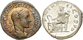 Kaiserzeit
Severus Alexander 222-235 Denar 223, Rom Brustbild mit Lorbeerkranz nach rechts, IMP CM AVR SEV ALEXAND AVG / Salus nach links sitzend und...
