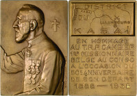 Belgisch-Kongo
Leopold II. 1865-1909 Bronzemedaille 1938 (Victor Demanet) Auf den belgischen Missionar in Kongo Émeri Cambier (1865-1943). Hüftbild n...