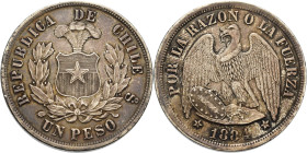 Chile
 Peso 1884, So-Santiago KM 142.1 Vorzüglich