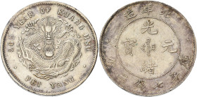 China
Kuang-Hsu 1874-1908 Dollar 1900 (=Jahr 26). Für die Provinz Pei-Yang L/M 459 KM Y 73 Davenport 188 Sehr selten. Kl. Randfehler, sehr schön+