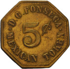 Dänisch-Westindien
Christian IX. 1863-1906 Einseitiger Messingtoken o.J. 5 Cent. D.G. Fonseca. Mexican Token Sehr schön+