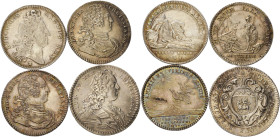 Frankreich-Medaillen und Marken
 Silberjeton 1714. Tresor royal. Kopf Ludwigs XIV. nach rechts / Quelle entspringt Felslandschaft. 29 mm, 7,04 g. 173...