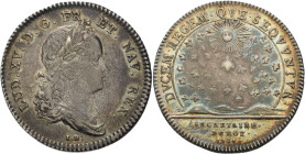 Frankreich-Medaillen und Marken
 Silberjeton 1715 (Le Blanc) Secretaires du Roi. Kopf Ludwigs XV. nach rechts / Bienen folgen der Sonne, DVCEM REGEMQ...