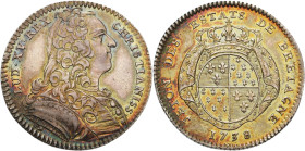 Frankreich-Medaillen und Marken
 Silberjeton 1738 (Duvivier) États de Bretagne. Brustbild Ludwigs XV. nach rechts / Wappen. 28,5 mm, 5,78 g Feuardent...