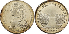Frankreich-Medaillen und Marken
 Silberjeton 1755 (Duvivier) Marie Leszczynska. Brustbild nach rechts / Allee zwischen zwei mit Lilien bepflanzten Be...