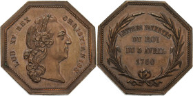 Frankreich-Medaillen und Marken
 Achteckiger Kupferjeton 1760. Patentbriefe des Königs. Kopf Ludwigs XV. nach rechts / 4 Zeilen Schrift im Palmenkran...