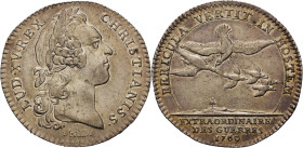 Frankreich-Medaillen und Marken
 Silberjeton 1760 (Roettier) Militärverwaltung. Extraordinaire des guerres. Kopf Ludwigs XV. nach rechts / Adler grei...
