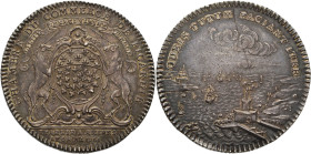 Frankreich-Medaillen und Marken
 Silberjeton 1761 (Roettier) Wirtschaftskammer der Picardie. Wappen von 2 Einhörnern gehalten / Hafenansicht, QUEIS T...