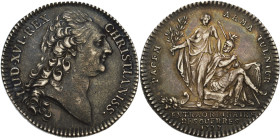 Frankreich-Medaillen und Marken
 Silberjeton 1777. Militärische Unterstützung für das unabhängige Amerika. Kopf Ludwigs XVI. nach rechts / Pax steht ...