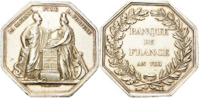 Frankreich-Medaillen und Marken
 Achteckiger Silberjeton 1800 (=An 8) (Dumarest) Banque de France. Weiheit und Fortuna reichen einander die Hände / 4...