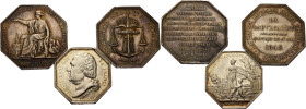Frankreich-Medaillen und Marken
 Achteckiger Silberjeton 1818 (Barre) Versicherung in Paris. Kopf nach links / Fortuna zwischen Schiffbruch und Brand...