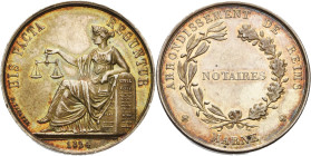 Frankreich-Medaillen und Marken
 Silberjeton 1824 (Tiolier) Notariatskammer des Arrondissement de Reims. Marne. Justitia sitzt nach links / 1 Zeile i...
