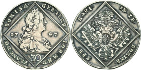 Habsburg
Franz I. 1745-1765 30 Kreuzer 1747, Graz Eypeltauer 641 a Herinek 242 Selten. Sehr schön-vorzüglich