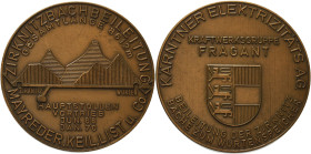 Österreich
 Bronzemedaille 1970 (unsigniert) Kraftwerksgruppe Fragant - Kärntner Elektrizitäts AG. Stilisierte Berglandschaft, umher Schrift / Wappen...