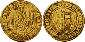 Trier, Erzbistum
Werner von Falkenstein 1388-1418 Goldgulden o.J. Koblenz St. Peter von vorn mit geschultertem Schlüssel und Kreuzstab, zwischen sein...