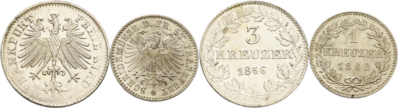 Frankfurt am Main
 3 Kreuzer 1856. und Kreuzer 1862 AKS 23, 28 Jaeger 24, 34 2 ...