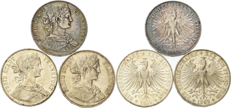 Frankfurt am Main
 Taler 1859, 1860 und 1862. AKS 8, 10 Jaeger 41, 42 b Kahnt 1...