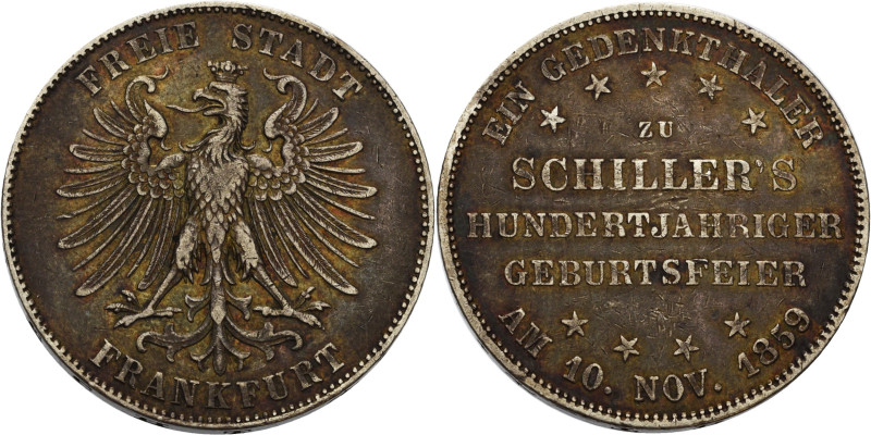 Frankfurt am Main
 Taler 1859. 100. Geburtstag von Schiller AKS 43 Jaeger 50 Ka...