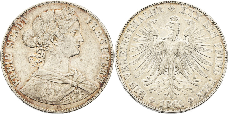 Frankfurt am Main
 Taler 1861. AKS 9 Jaeger 42 a Kahnt 169 Davenport 652 Jahrga...