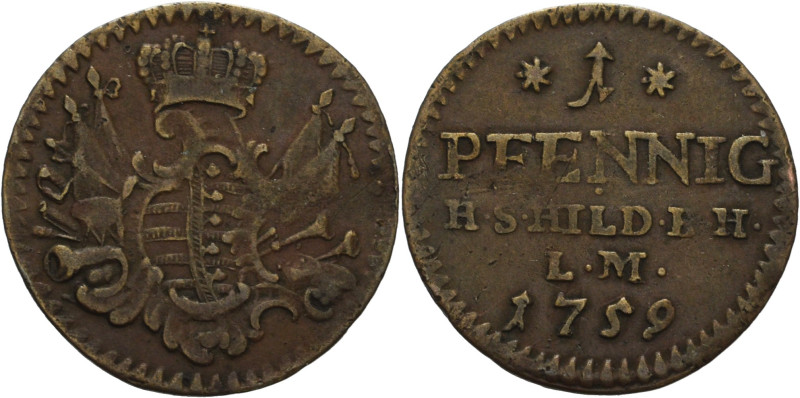 Sachsen-Hildburghausen
Ernst Friedrich III. Carl 1745-1780 Pfennig 1759. Hollma...