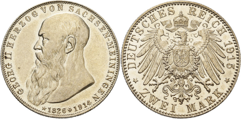 Sachsen-Meiningen
Georg II. 1866-1914 2 Mark 1915 (D) Auf seinen Tod Jaeger 154...