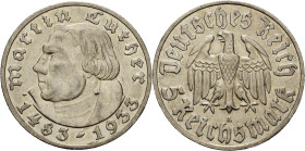 5 Reichsmark 1933 A Luther Jaeger 353 Fast vorzüglich/vorzüglich-Stempelglanz