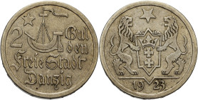 2 Gulden 1923. Kogge Jaeger D 8 Sehr schön+