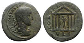 Severus Alexander (222-235). Thrace, Deultum. Æ (24mm, 7.43g, 6h). Laureate, draped and cuirassed bust r. R/ Apollo standing l. within tetrastyle temp...