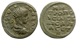 Severus Alexander (222-235). Cappadocia, Caesarea. Æ (23mm, 8.89g, 12h), year 7 (AD 227/8). Radiate, draped and cuirassed bust r. R/ Legend in six lin...