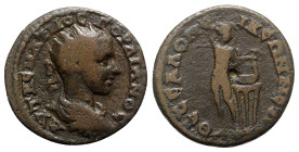 Gordian III (238-244). Macedon, Thessalonica. Æ (26mm, 9.72g, 7h). Radiate, draped and cuirassed bust r. R/ Apollo standing l., head r., resting arm o...