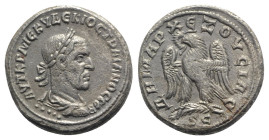 Trajan Decius (249-251). Seleucis and Pieria, Antioch. BI Tetradrachm (26.5mm, 11.22g, 6h). Laureate, draped and cuirassed bust r.; five pellets below...