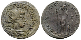 Valerian I (253-260). Cilicia, Tarsus. Æ (32mm, 13.43g, 12h). Radiate, draped and cuirassed bust r. R/ Athena standing l., holding spear and leaning o...