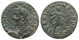 Gallienus (253-268). Ionia, Ephesos. Æ (26mm, 7.50g, 6h). Laureate, draped and cuirassed bust l., holding spear and shield. R/ Artemis advancing r., h...