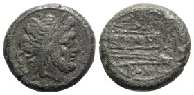 Anonymous, Rome, after 211 BC. Æ Semis (26mm, 19.22g, 7h). Laureate head of Saturn r. R/ Prow of galley r.; S above. Crawford 56/3; RBW 203-4. VF / Go...