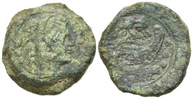 Wolf and twins series, Rome, 169-158 BC. Æ Quadrans (21mm, 9.28g, 4h). Head of Hercules r., wearing lion’s skin. R/ Prow r.; above, she-wolf standing ...