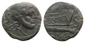 L. Trebanius, Rome, 135 BC. Æ Semis (21mm, 7.78g, 12h). Laureate head of Saturn r. R/ Prow r. Crawford 241/2; RBW 995. VF - Good VF