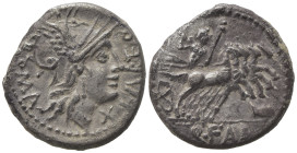 Q. Fabius Labeo, Rome, 124 BC. AR Denarius (18.5mm, 3.83g). Helmeted head of Roma r. R/ Jupiter driving galloping quadriga r., hurling thunderbolt, ho...