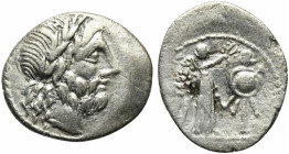 Cn. Lentulus Clodianus, Rome, 88 BC. AR Quinarius (17mm, 1.59g, 11h). Laureate head of Jupiter r. R/ Victory standing r., crowning trophy. Crawford 34...