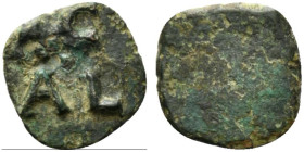 Roman Æ Square Tessera, c. 1st century BC - 1st century AD (11mm, 0.70g). AC/AL. R/ Blank. Green patina, VF