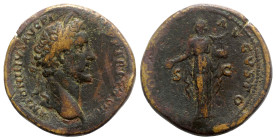 Antoninus Pius (138-161). Æ Sestertius (34mm, 22.87g, 12h). Rome, c. 141-3. Laureate head r. R/ Apollo standing l., holding patera and lyre. RIC III 5...