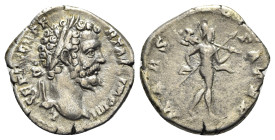 Septimius Severus (193-211). AR Denarius (19mm, 2.98g, 12h). Rome, 194-5. Laureate head r. R/ Mars walking r., holding spear and trophy. RIC IV 46; RS...