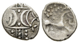 WESTERN EUROPE. Britain. Iceni. Quinar (circa 1st century BC).

Obv: Two opposed crescents, ornamented with pellets.
Rev: Stylised horse right; rosett...