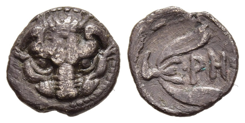 BRUTTIUM. Rhegion. Litra (Circa 415-387 BC). 

Obv: Facing lion-head.
Rev: PH be...