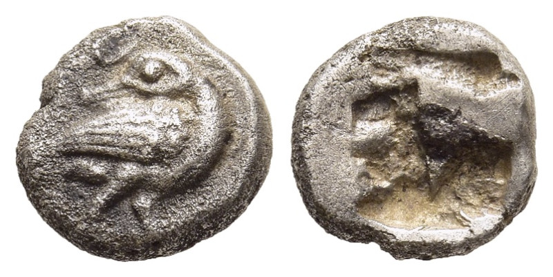 MACEDON. Eion. Diobol (Circa 500-480 BC).

Obv: Goose standing right, head lef...